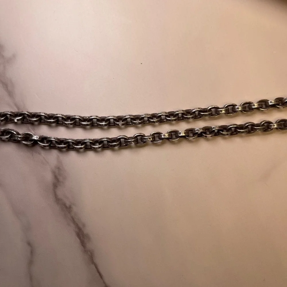 Chrome Hearts Vine Dagger Pendant and 24 Inch Paper Chain Necklace Sterling 925
